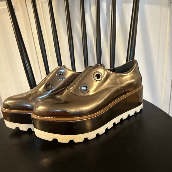 Donna Karan uri pewter metallic platform oxford size 8.5 - Picture 2 of 12